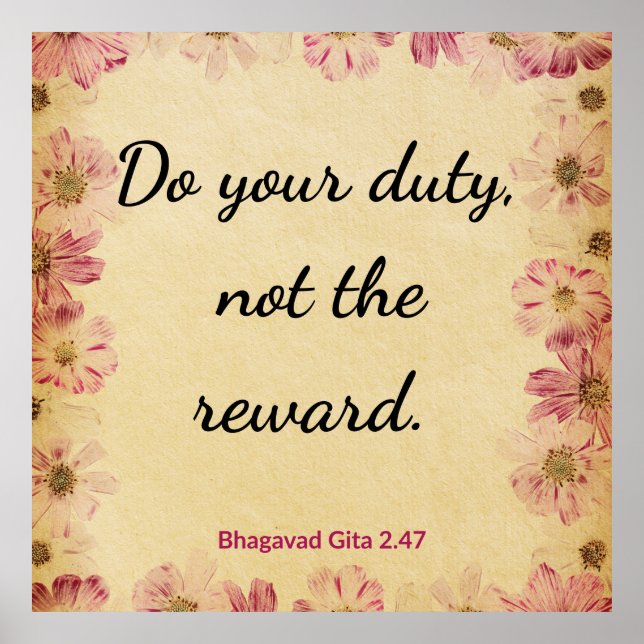 Póster Inspirational Beige Pink Gita Quote Art Print (Frente)