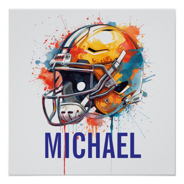 Póster Inspirational Motivational Football Helmet Name (Anverso)