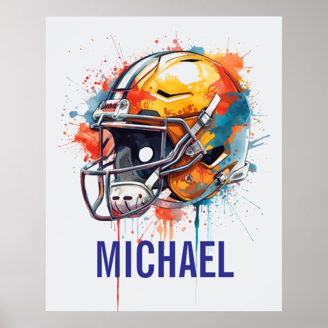 Póster Inspirational Motivational Football Helmet Name (Frente)