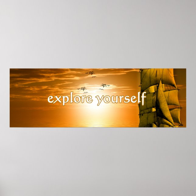 Póster inspirational motivational quote explore yourself (Frente)