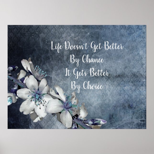 Póster Inspirational & Motivational Quote White Floral (Frente)