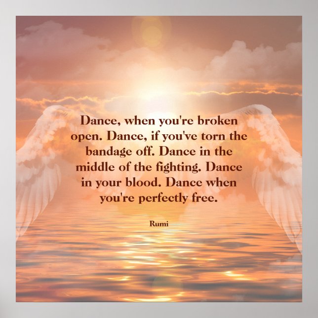 Póster Inspirational Motivational Rumi Quote Angel Wings (Frente)