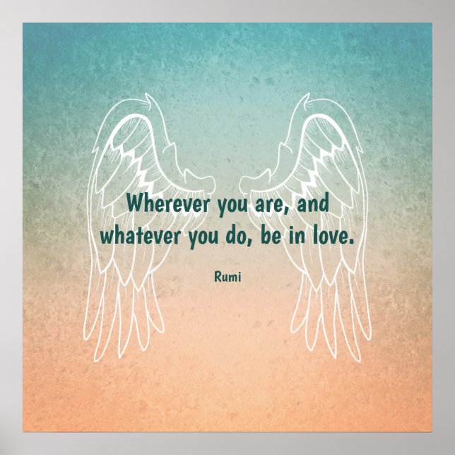 Póster Inspirational Motivational Rumi Quote Angel Wings (Frente)