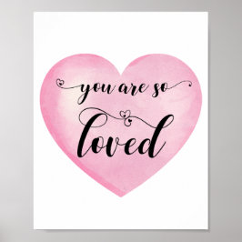 Póster Inspirational Pink Love Quote White Heart Poster