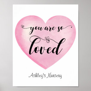 Póster Inspirational Pink Love Quote White Heart Poster