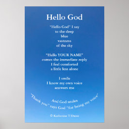 Póster Inspirational Poem, Hello God, Spiritual Poster