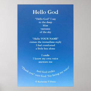 Póster Inspirational Poem, Hello God, Spiritual Poster