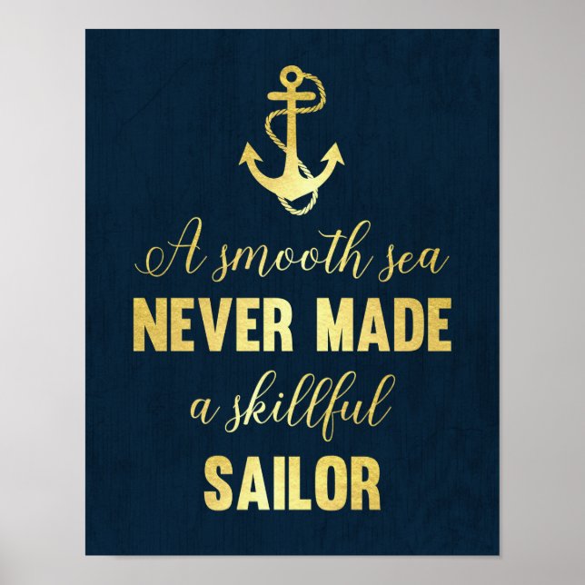 Póster Inspirational quote Anchor print gold foil art (Frente)