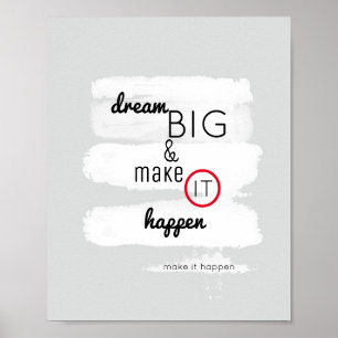 Póster inspirational quote poster dream big text on gray