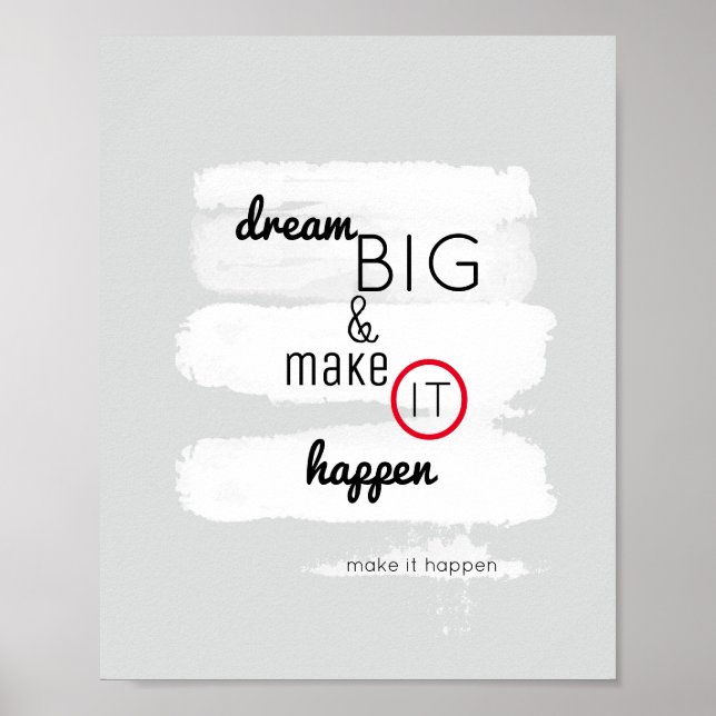 Póster inspirational quote poster dream big text on gray (Frente)