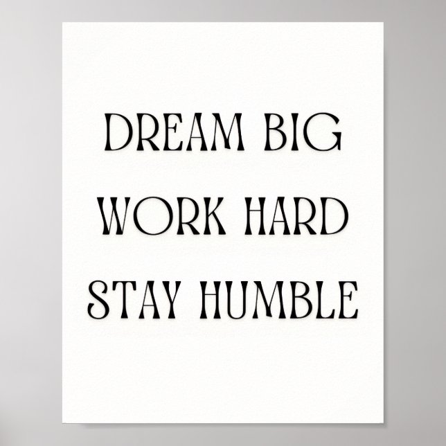 Póster Inspirational Quote Wall Art - Dream Big Work Hard (Frente)