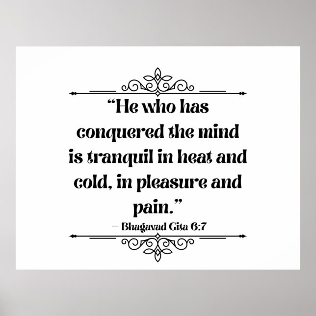 Póster Inspired Grey Minimalist Bhagavad Gita Quote (Frente)