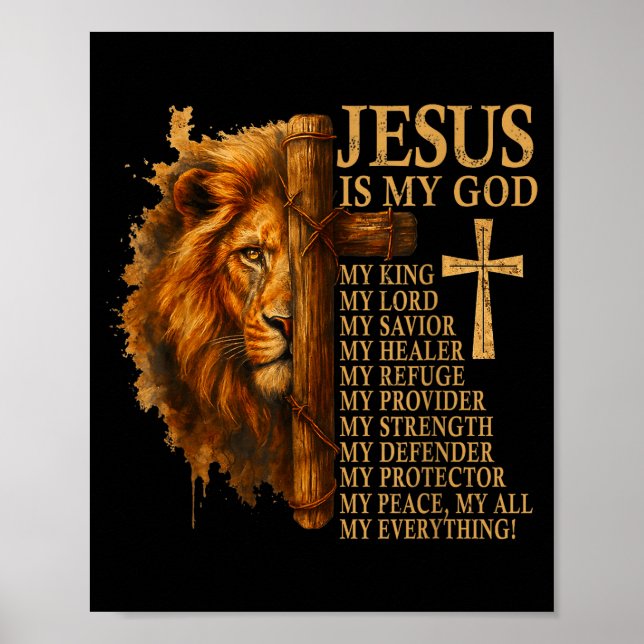 Póster Insrational Lion Of Judah Faith Quote For Men Wome (Frente)