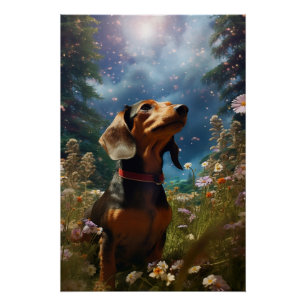 Póster Instalación Art Dachshund Explorando Un Prado