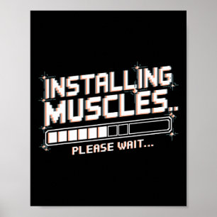 Póster Instalación de Músculos Divertido Gimnasio de Halt
