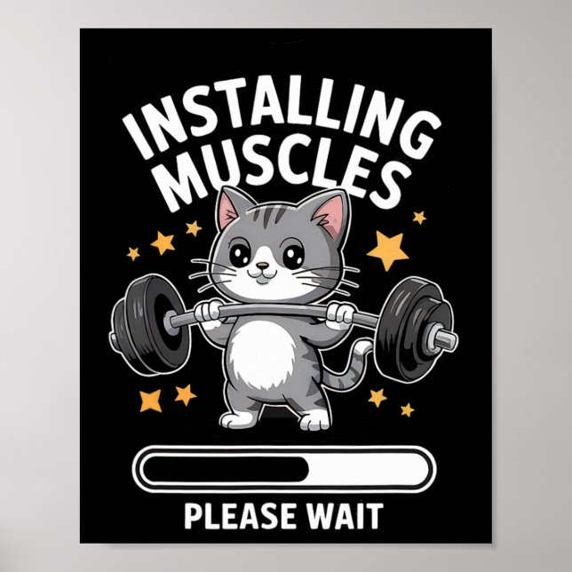 Póster Instalación de músculos Por Favor Espere Gym Cute  (Frente)