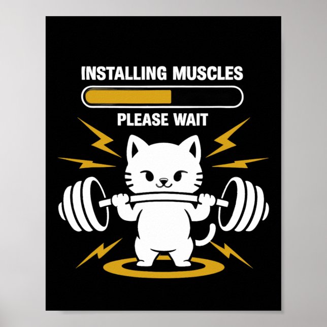 Póster Instalación de músculos Por Favor Espere Gym Cute  (Frente)