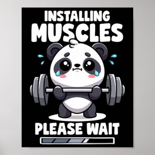 Póster Instalación de músculos Por Favor Espere Panda Lev