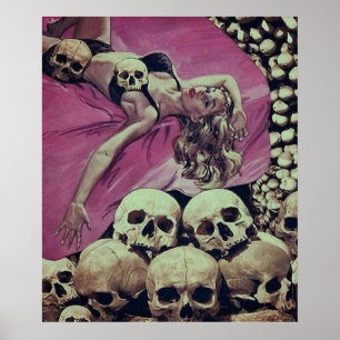 PÓSTER INSTALACIÓN DE RETRO DE HORROR SKELETON POP