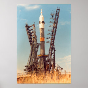 Póster Instalación de una nave espacial Soyuz en Baikonur