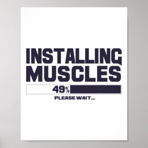 Póster Instalar Músculos Deporte Divertido Camiseta Gimna