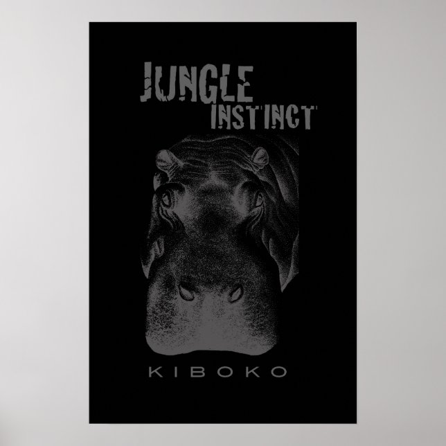 Póster Instinto de la jungla™_Kiboko_hippo en negro (Frente)