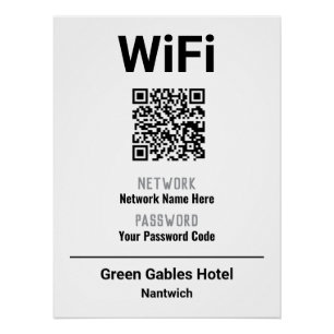 Póster Instrucciones de WiFi con código QR