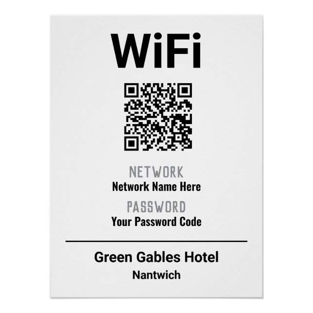 Póster Instrucciones de WiFi con código QR (Anverso)