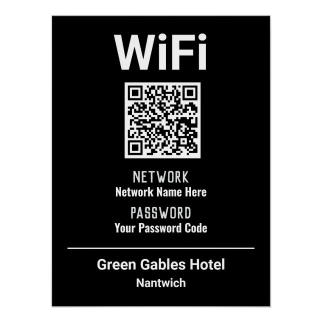 Póster Instrucciones de WiFi con código QR (Anverso)