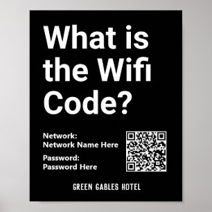 Póster Instrucciones de WiFi con código QR en un