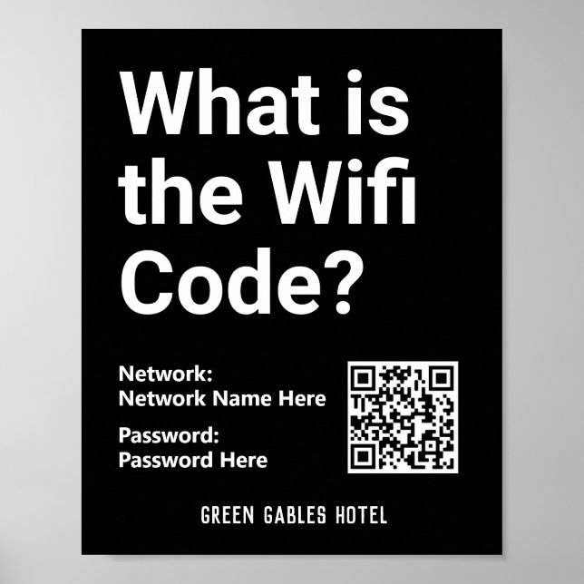 Póster Instrucciones de WiFi con código QR en un (Frente)