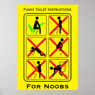 Póster Instrucciones divertidas del retrete