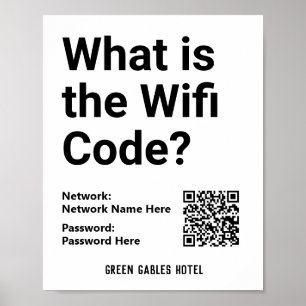 Póster Instrucciones para código WiFi más código QR en un