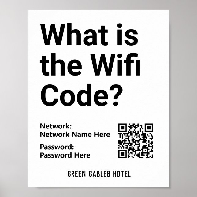 Póster Instrucciones para código WiFi más código QR en un (Frente)