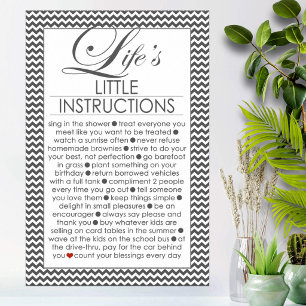 Póster Instrucciones Pequeñas de la Vida Carbón Negro