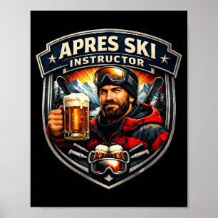 Póster Instructor de après ski divertido profesor de esqu