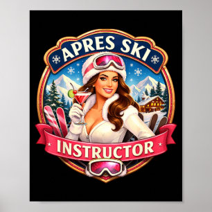 Póster Instructor de après ski divertido profesor de esqu