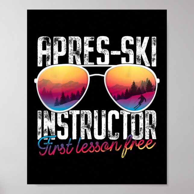 Póster Instructor de Apres Ski Primera Lección Gratis Div (Frente)