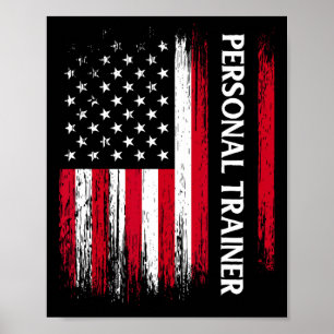 Póster Instructor de aptitud personal de la bandera estad