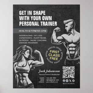 Póster Instructor de gimnasia moderna de entrenamiento de