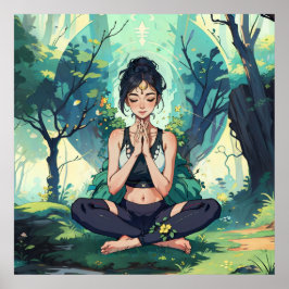 Póster Instructor de Meditación de Yoga Fitness Forest