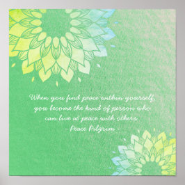 Póster Instructor de Meditación de Yoga Gold Mandala Flor