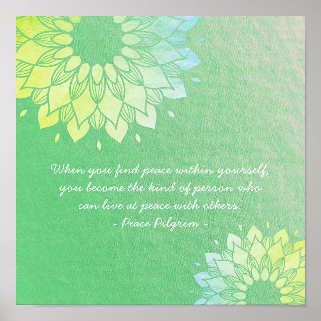 Póster Instructor de Meditación de Yoga Gold Mandala Flor (Frente)