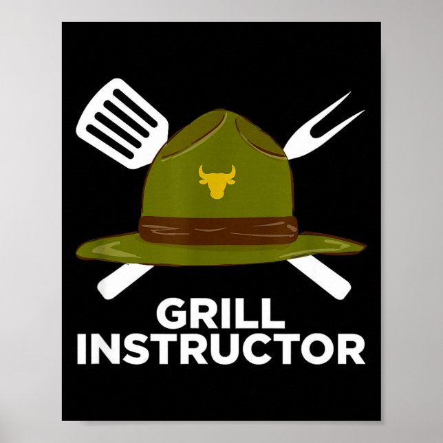 Póster Instructor de parrilla divertido pitmaster de barb (Frente)