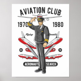 Póster Instructor de vuelo del piloto del Vintage Aviatio