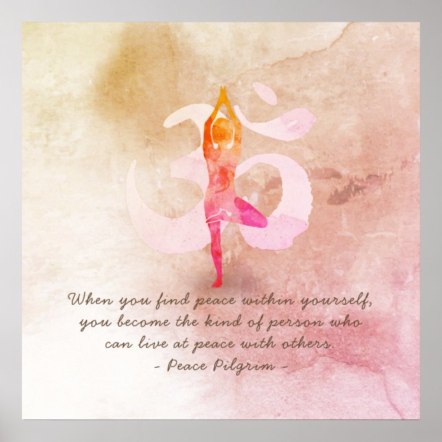 Póster Instructor de YOGA Meditación de la acuarela Rótul (Frente)