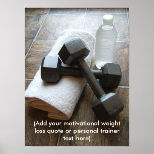 Póster Instructor o toalla y agua personal de Dumbells de
