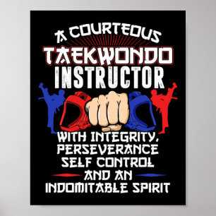 Póster Instructor Taekwondo Gift 5 Tenets Nivel del Cintu
