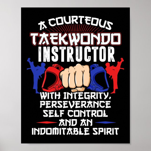 Póster Instructor Taekwondo Gift 5 Tenets Nivel del Cintu (Frente)
