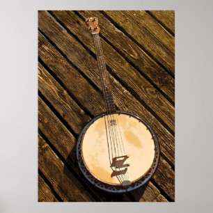 Póster Instrumento de música banjo sobre Poster de madera